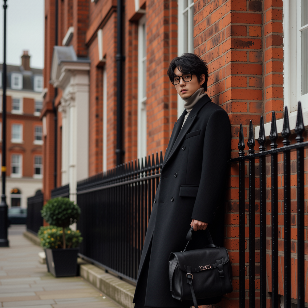 w2x秋冬季双面羊毛呢大衣新款男士外套长款风衣英伦加厚冬装男款