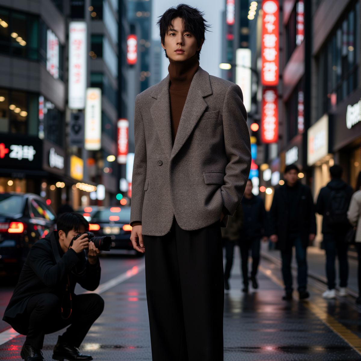 w2x极简风双面毛呢大衣外套加厚男装秋冬季西服保暖休闲西装百搭