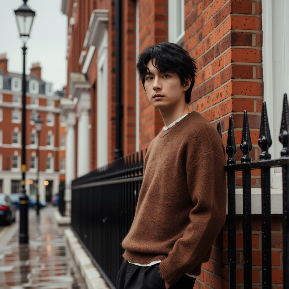 w2x韩版毛呢针织衫秋冬季男士上衣加厚保暖男款毛衣打底衫内搭男