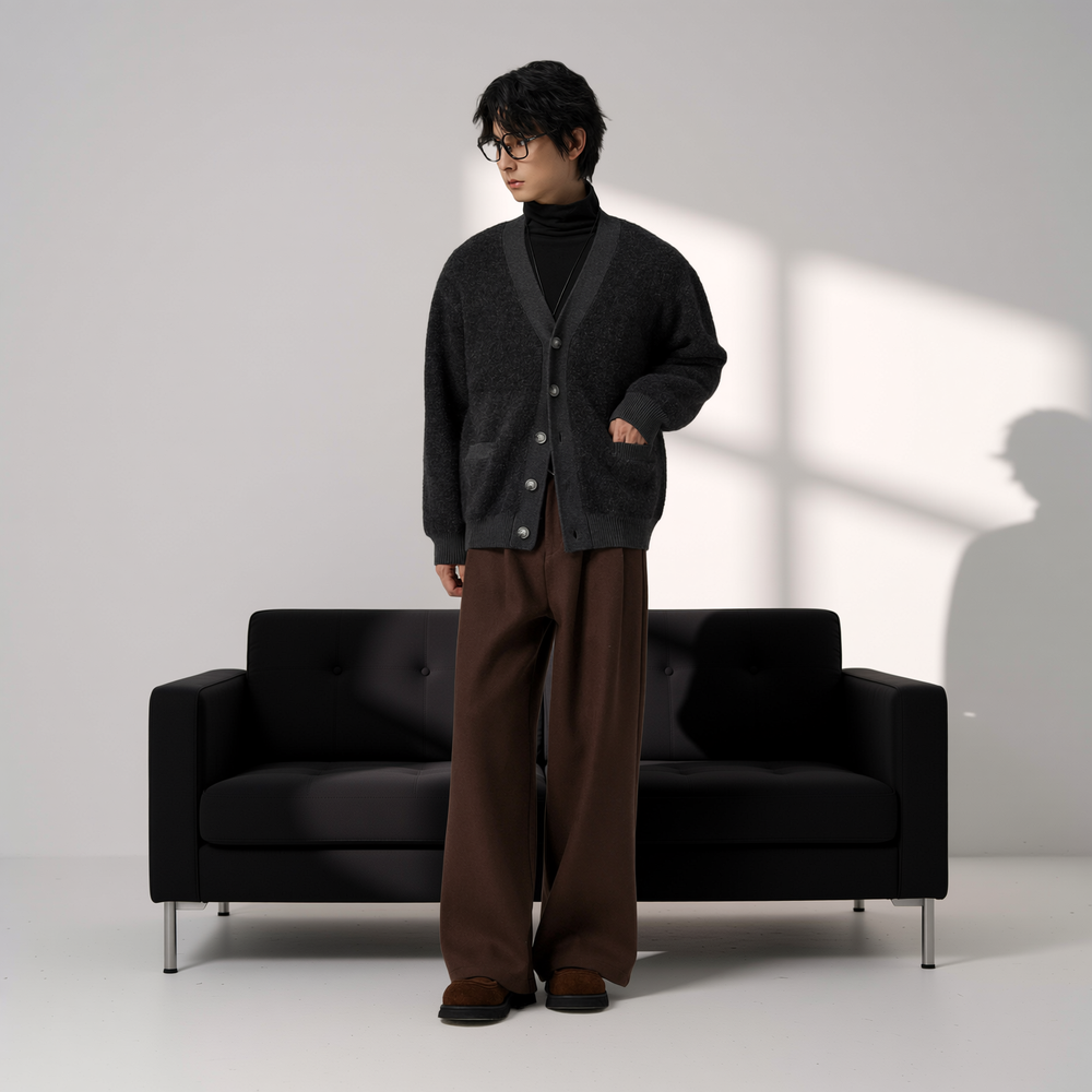 w2x秋冬季韩版羊毛衫长袖针织衫男士毛衣外套加厚内搭男款开衫潮