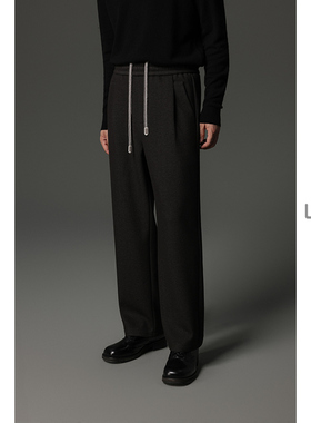 w2x冬季新款加厚含醋纤绵羊毛仿针织牛仔休闲裤男松紧腰长裤子潮