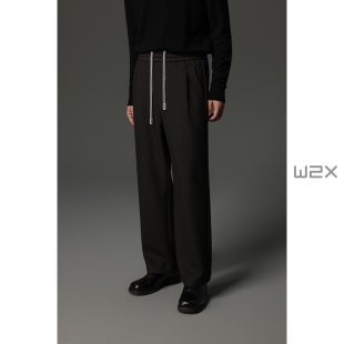 男松紧腰长裤 加厚含醋纤绵羊毛仿针织牛仔休闲裤 子潮 新款 w2x冬季