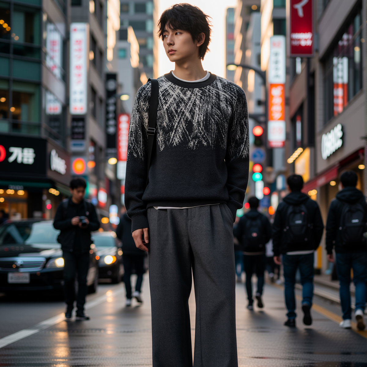 w2x冬季新款毛呢针织衫上衣内搭男士加厚百搭长袖打底衫毛衣套头