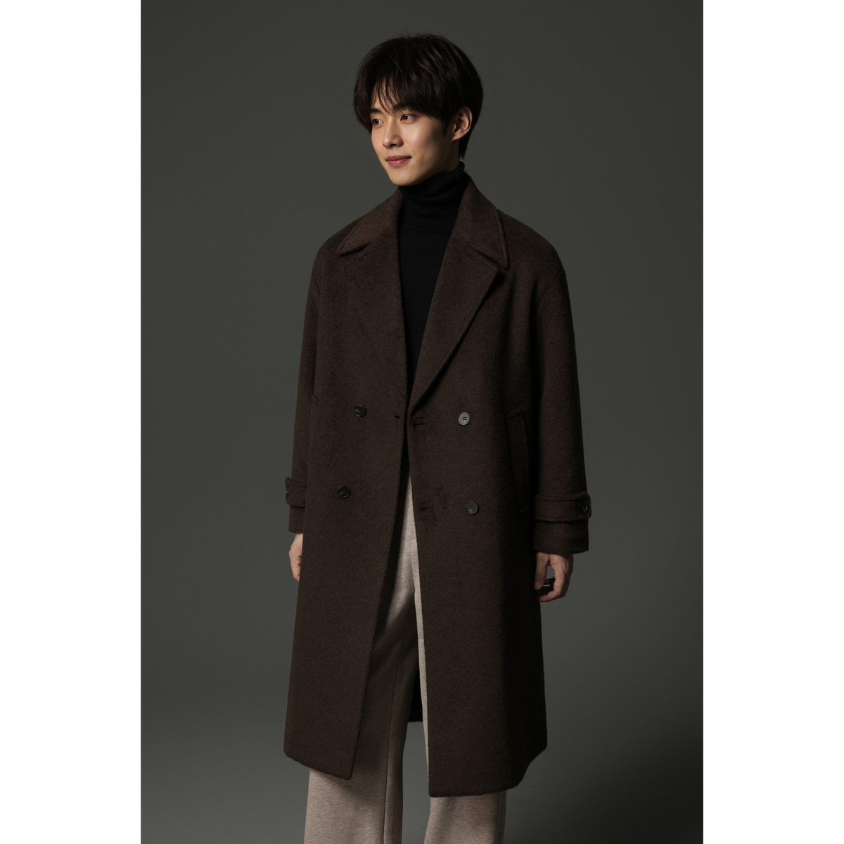 Ｗ2Ｘ新款英伦风男款冬天加厚羊毛风衣中长款双面呢毛呢大衣外套