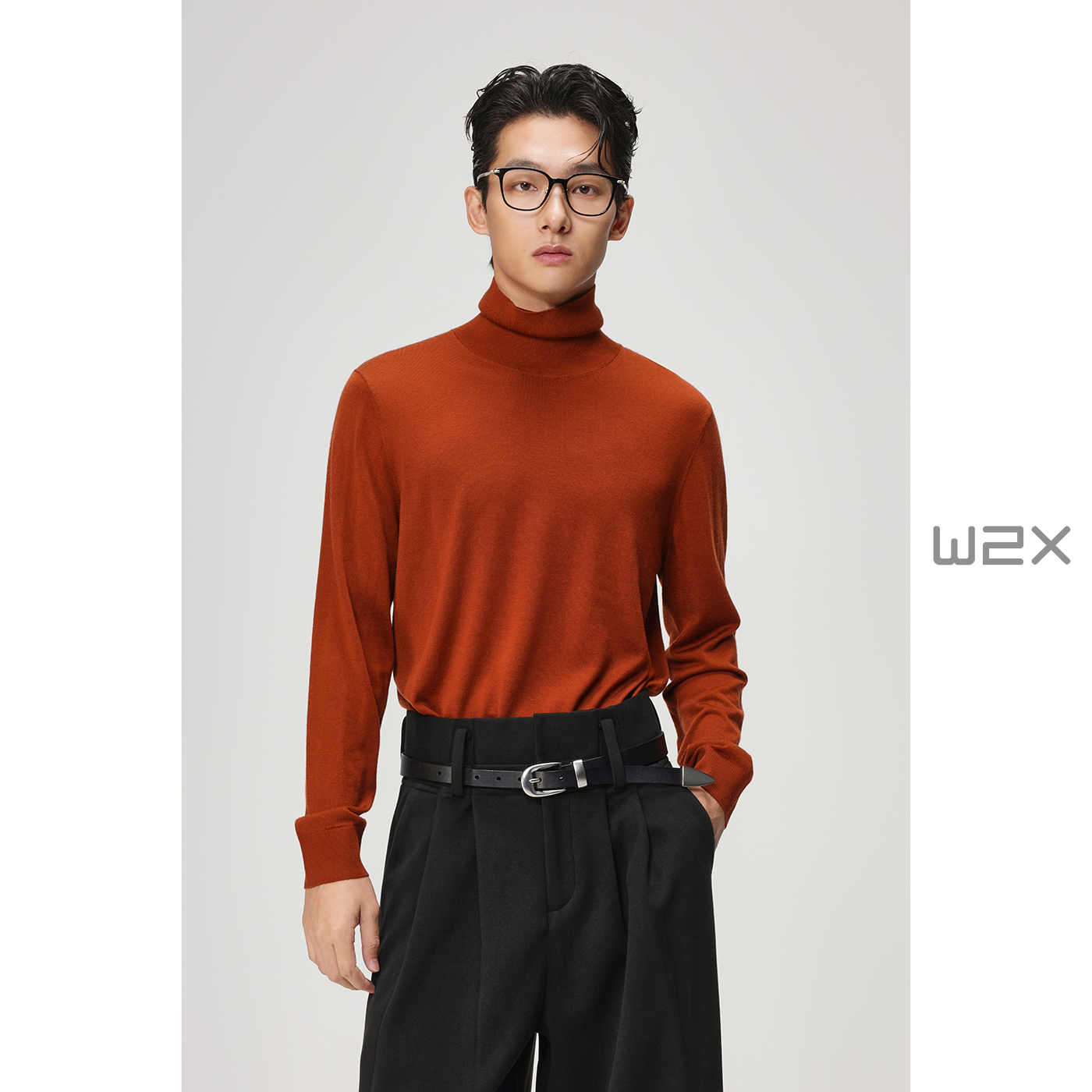 100%纯羊毛衫男人夫感纯色毛衣