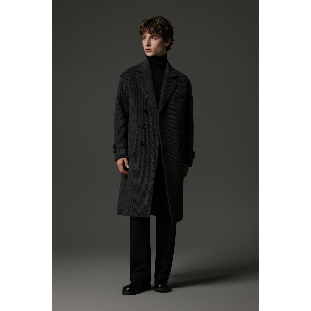 w2x大衣外套男士冬季新款加厚羊毛呢子冬装纯色风衣中长款英伦风