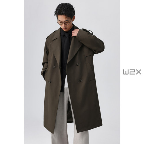 w2x高密加捻细斜纹风衣男中长款