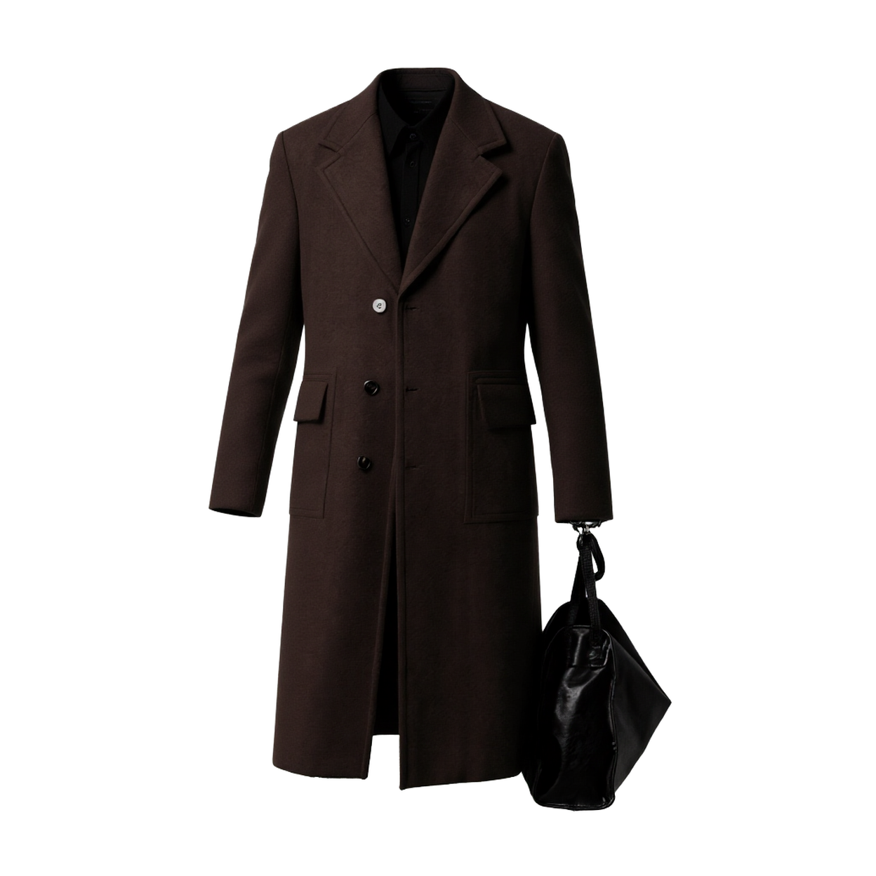 w2x廓形双面呢羊毛呢大衣秋冬季外套男士加厚男装时尚风衣中长款