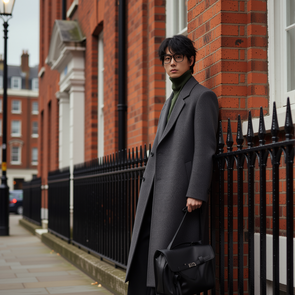 w2x秋冬季双面毛呢大衣外套加厚中长款新款冬装男士风衣西装高档