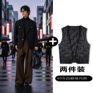 外套男士 西装 高级感痞帅厚款 w2x西服可选90白鹅羽绒服内胆秋冬季