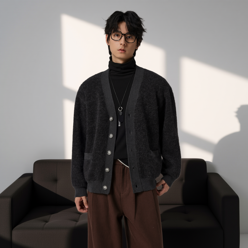 w2x羊毛衫男款针织开衫男士秋冬季新款毛衣外套男加厚男装中青年