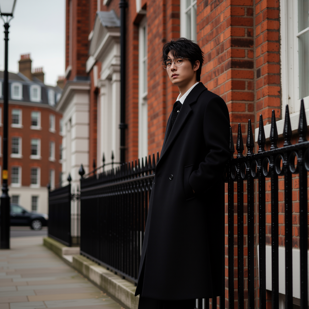 w2x宽松双面羊毛呢大衣男秋冬季西装领外套男装保暖加厚风衣长款