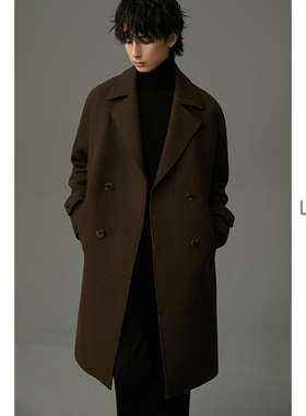w2x冬季加厚款羊毛呢大衣男中长款高级感痞帅妮子风衣设计感外套