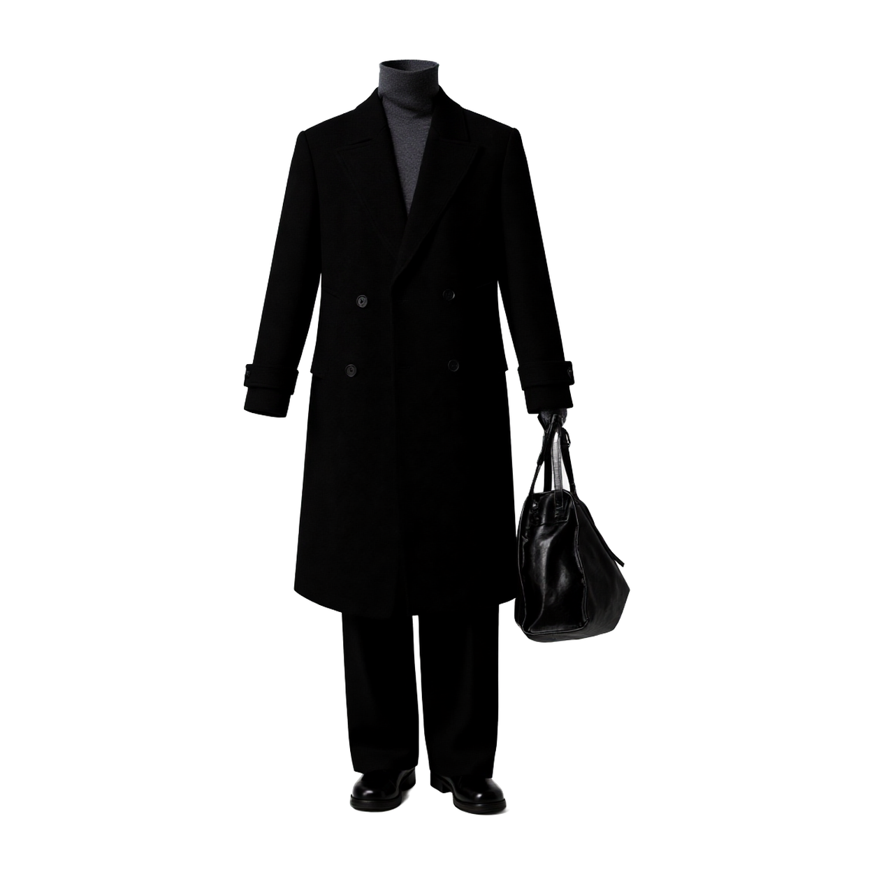 w2x超好看高端羊毛呢大衣外套秋冬季加厚中长款男装高级感风衣男