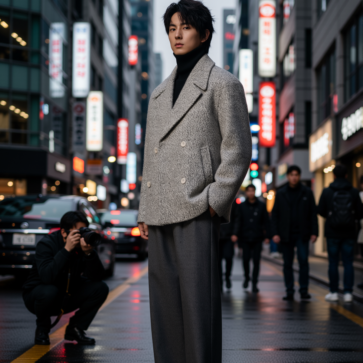 w2x秋冬季羊毛呢大衣双面呢外套男士秋冬季男款加厚男装保暖冬装