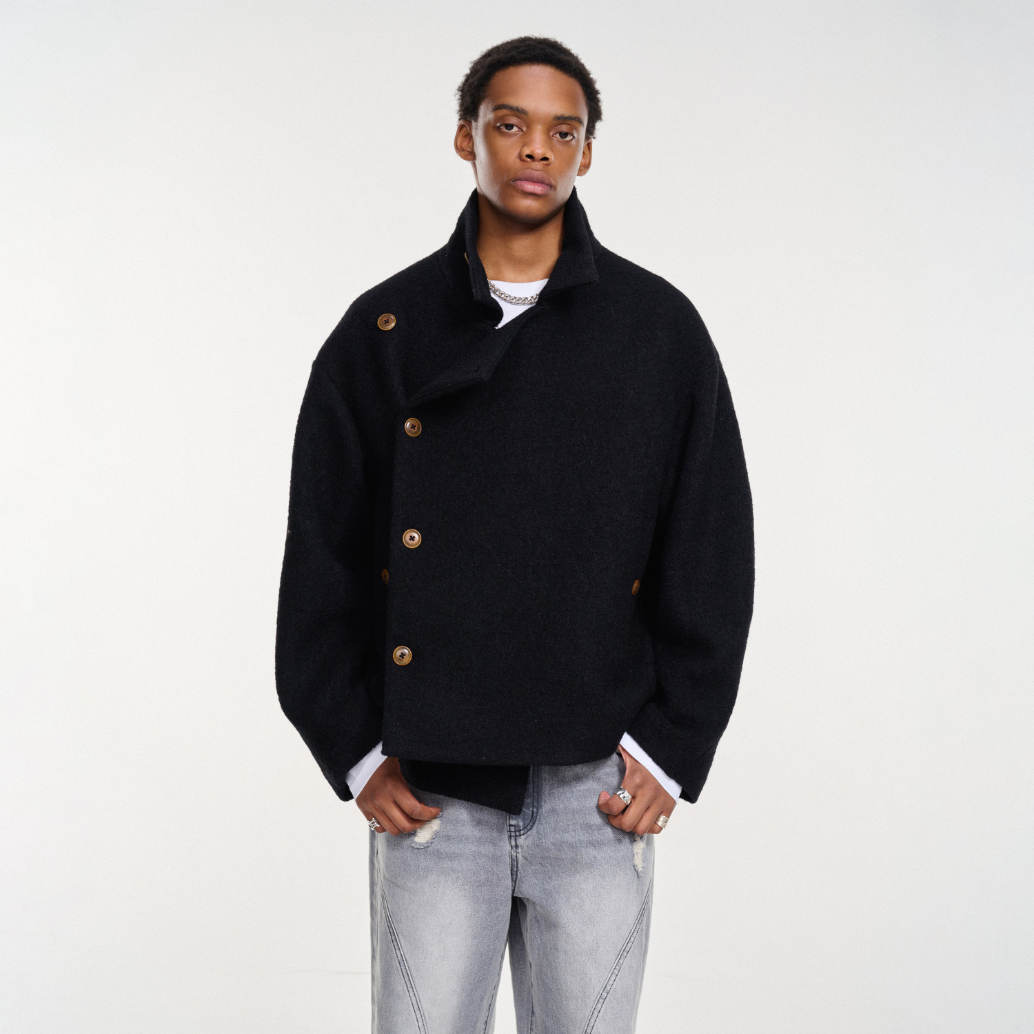 「GRNL」儒雅序章 圈圈全羊毛大廓形短外套呢大衣,男装,毛呢大衣,淘宝优惠券,粉丝福利购,淘宝优惠卷