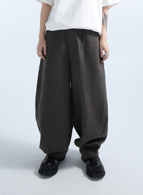 「GRNL」火速自留 男女同款重磅挺括力量廓感弯刀弧形直筒阔腿裤