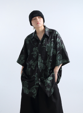 「GRNL」夏夜序曲 原创压皱肌理感OVERSIZE男女廓形五分短袖衬衫
