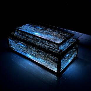 定制ktv茶几发光钢化玻璃不锈钢茶几七彩变色简约会所星空酒吧台