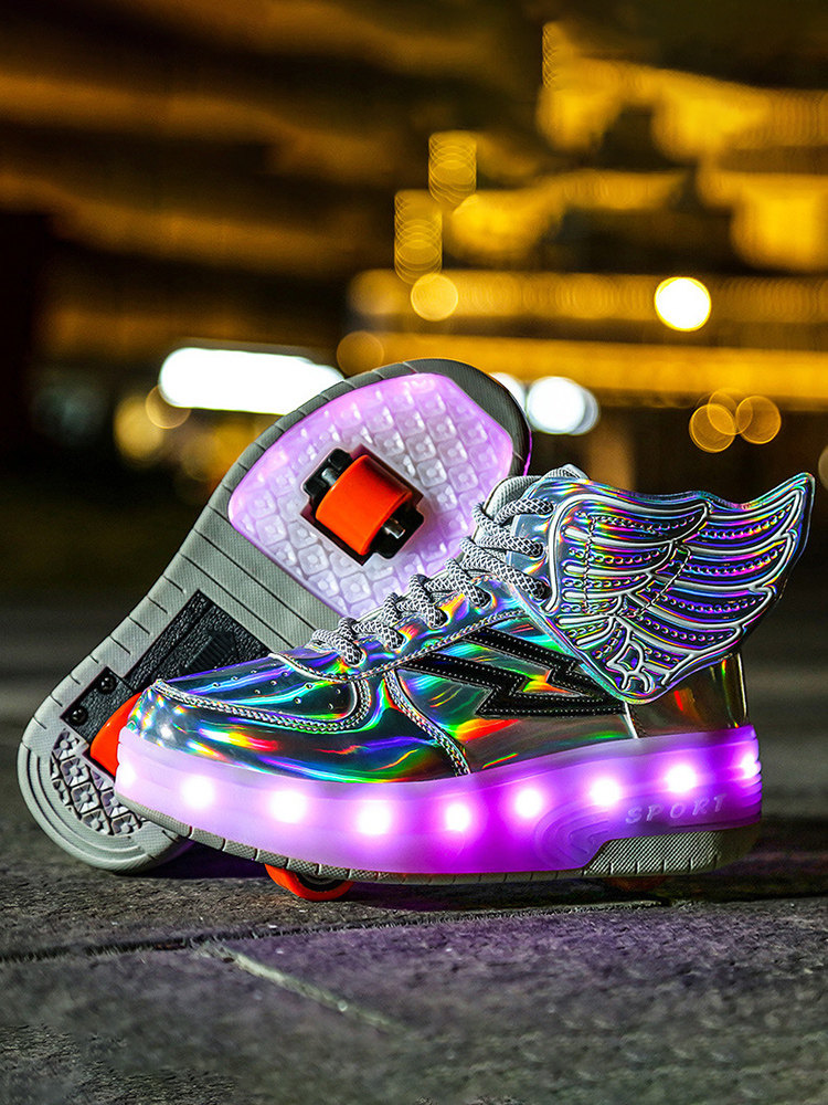 单轮暴走鞋女儿童双轮学生女孩滑轮鞋男爆走鞋男童变形带轮子的鞋