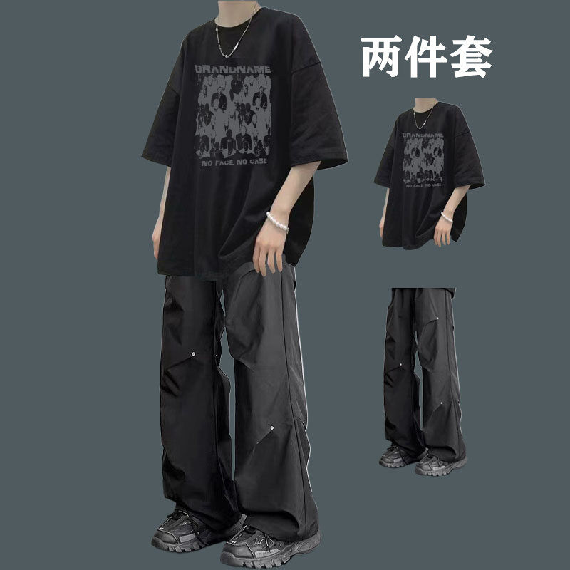 纯棉短袖T恤男生两件装夏季2026新款青少年穿搭学生休闲运动套装