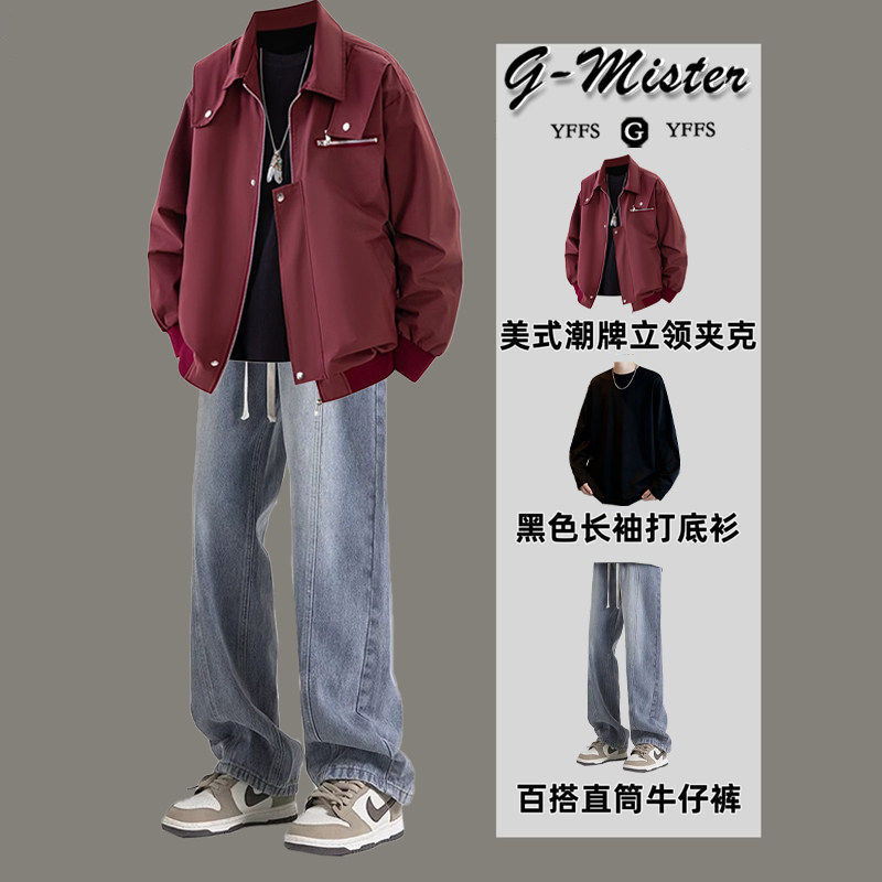 工装外套男款春秋季2026新款潮牌高级感痞帅休闲翻领夹克冲锋衣男