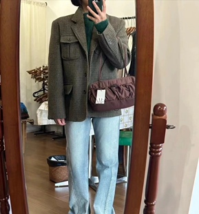 格纹西装 韩国东大门BOWTIE时尚 外套 现货秒发 0966