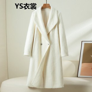 羊绒拉毛大衣女长款过膝羊毛拉绒大衣冬季新款高级感贵气毛呢外套