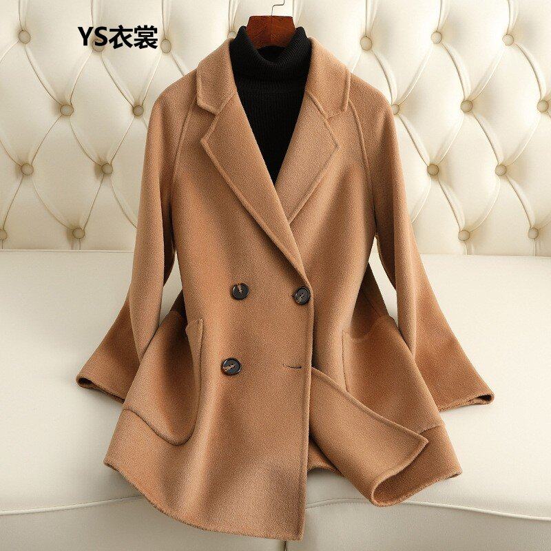 双面羊毛大衣女短款2025秋冬新款休闲西装领小个子高级感毛呢外套