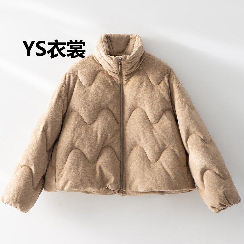 小个子羊毛短外套女90白鹅绒羽绒服高级感宽松立领保暖厚面包服冬