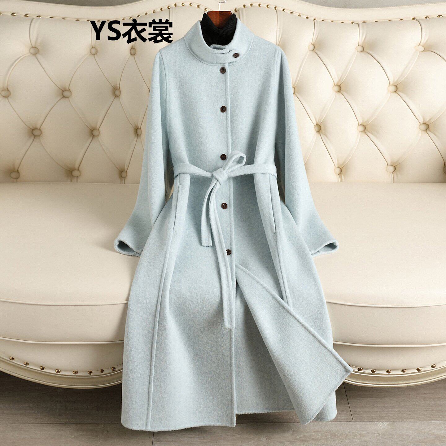 双面绒羊毛大衣女过膝长款2025秋冬新款高端修身显瘦立领毛呢外套