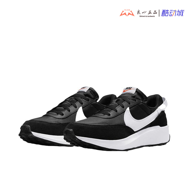 耐克 Nike WAFFLE DEBUT 男子黑白休闲透气运动跑步鞋 DH9522-001