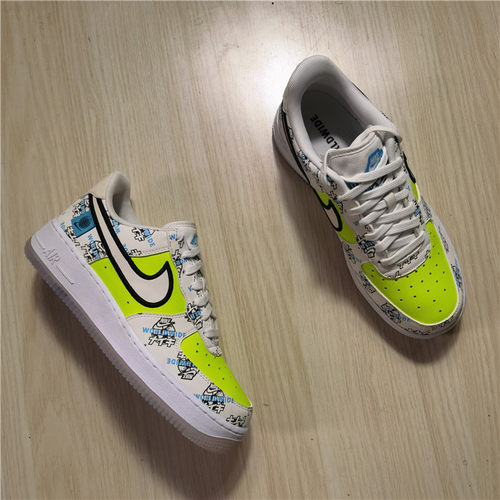 AF1男子白黄蓝弹幕休闲运动板鞋