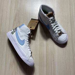 刺绣花卉女子高帮帆布复古休闲鞋 Blazer DC9265 100 Mid Nike