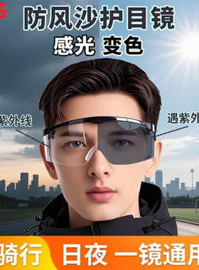 JAS骑行眼镜防风沙护目镜防灰尘防雾电动车男女可戴防护飞溅实验