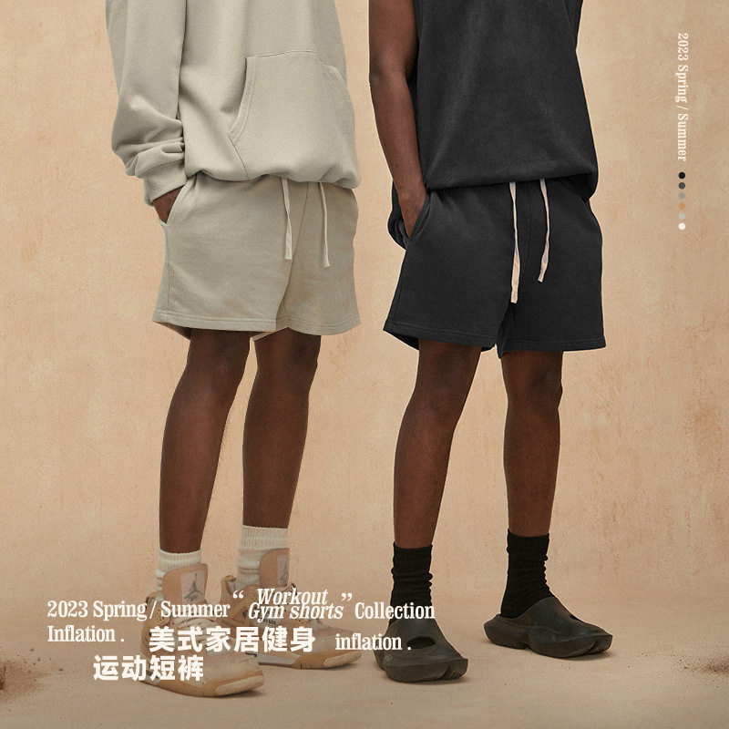美式纯色运动短裤五分裤