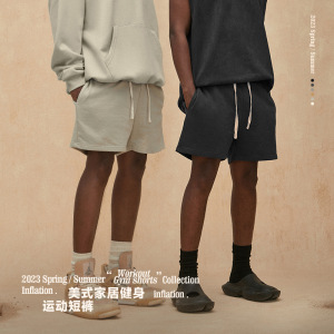 美式纯色运动短裤五分裤