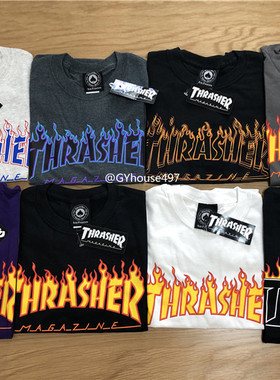 【羔羊House】Thrasher 美版 夏季多色火焰印花潮流短袖T恤情侣款