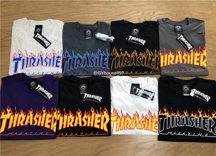 Thrasher T恤情侣款 羔羊House 夏季 多色火焰印花潮流短袖 美版