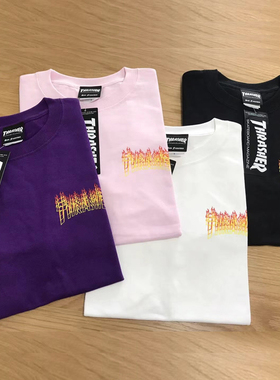 【羔羊House】Thrasher 日版 镂空重影火焰印花宽松短袖T恤情侣款