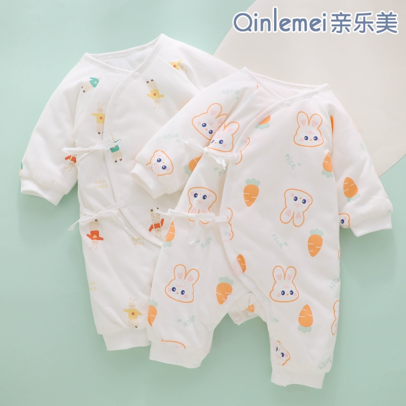 夹棉连体衣服棉服新生婴儿秋冬季