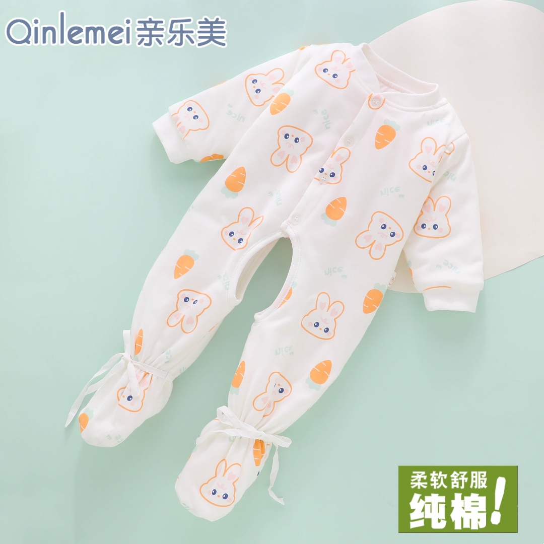 婴儿包脚连体衣，夹棉