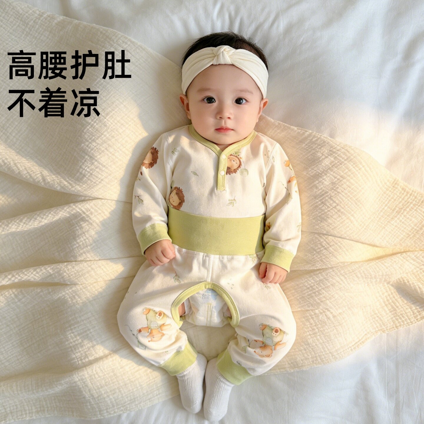 新生婴儿衣服纯棉空调睡衣小月龄宝宝幼儿开裆裤子分体套装春秋款
