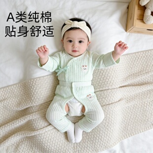 新生婴儿衣服a纯棉春季薄款0到3个月6初生宝宝春天分体套装夏睡衣