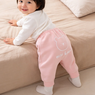 婴儿裤子加绒保暖小月龄宝宝大PP屁屁裤冬季加厚外穿幼儿德绒冬天
