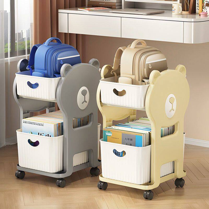 家用书包桌下收纳可移动带轮小推车儿童学生书本收纳架多层多功能