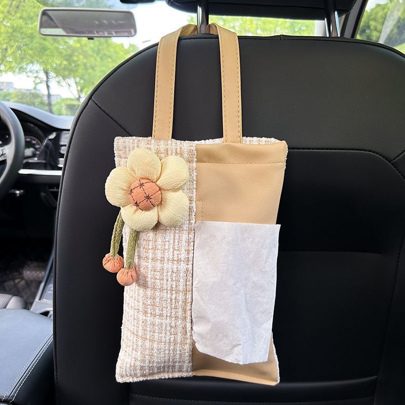 创意可爱车载实用小物件汽车纸巾盒车载纸袋车用抽纸盒挂袋装饰品