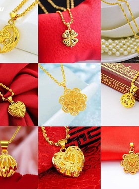 孟加拉赤金花开富贵吊坠