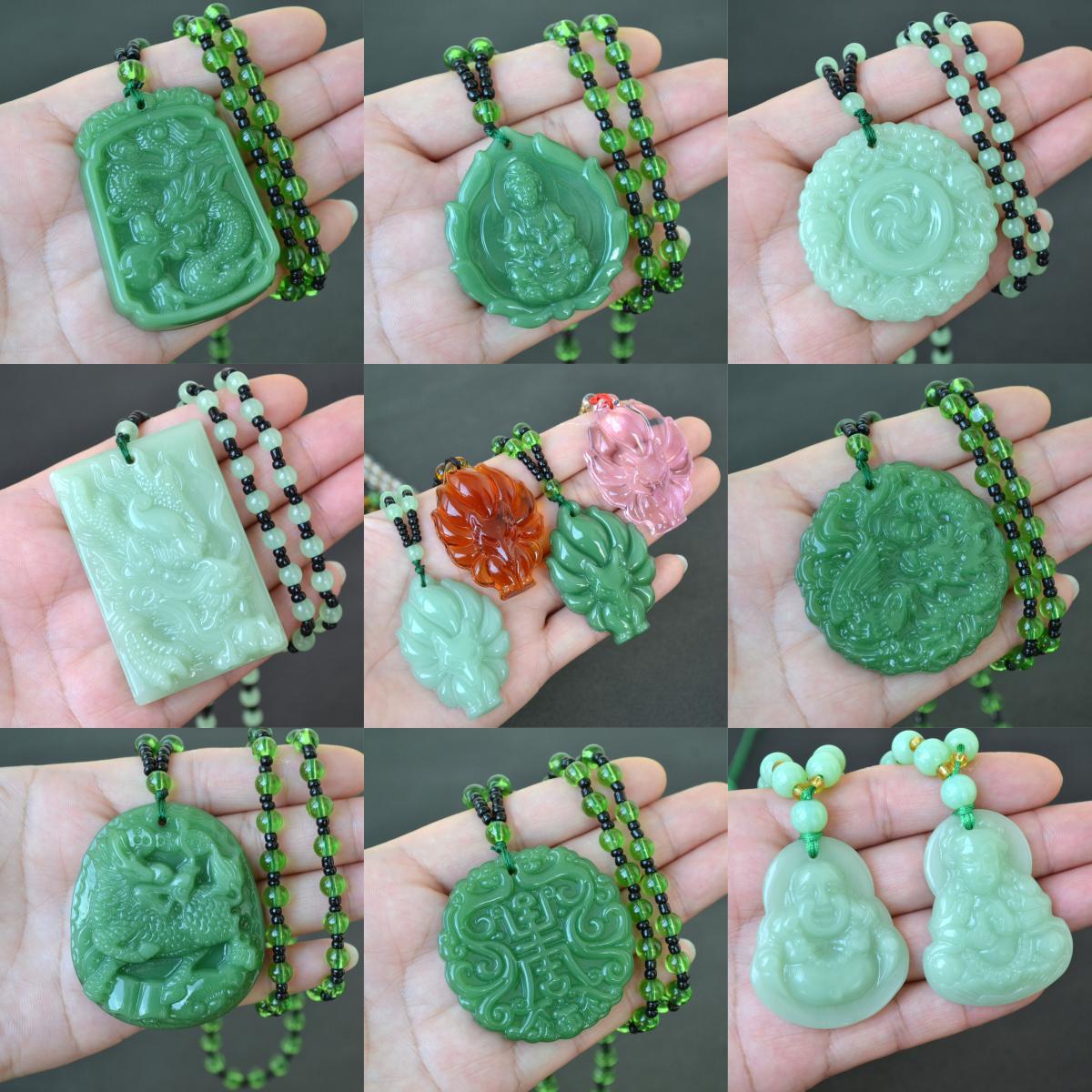 龙牌麒麟仿玉毛衣链长款项链吊坠图片