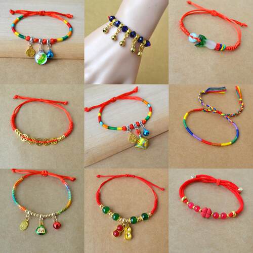 端午节小粽子手链四叶草红绳手绳